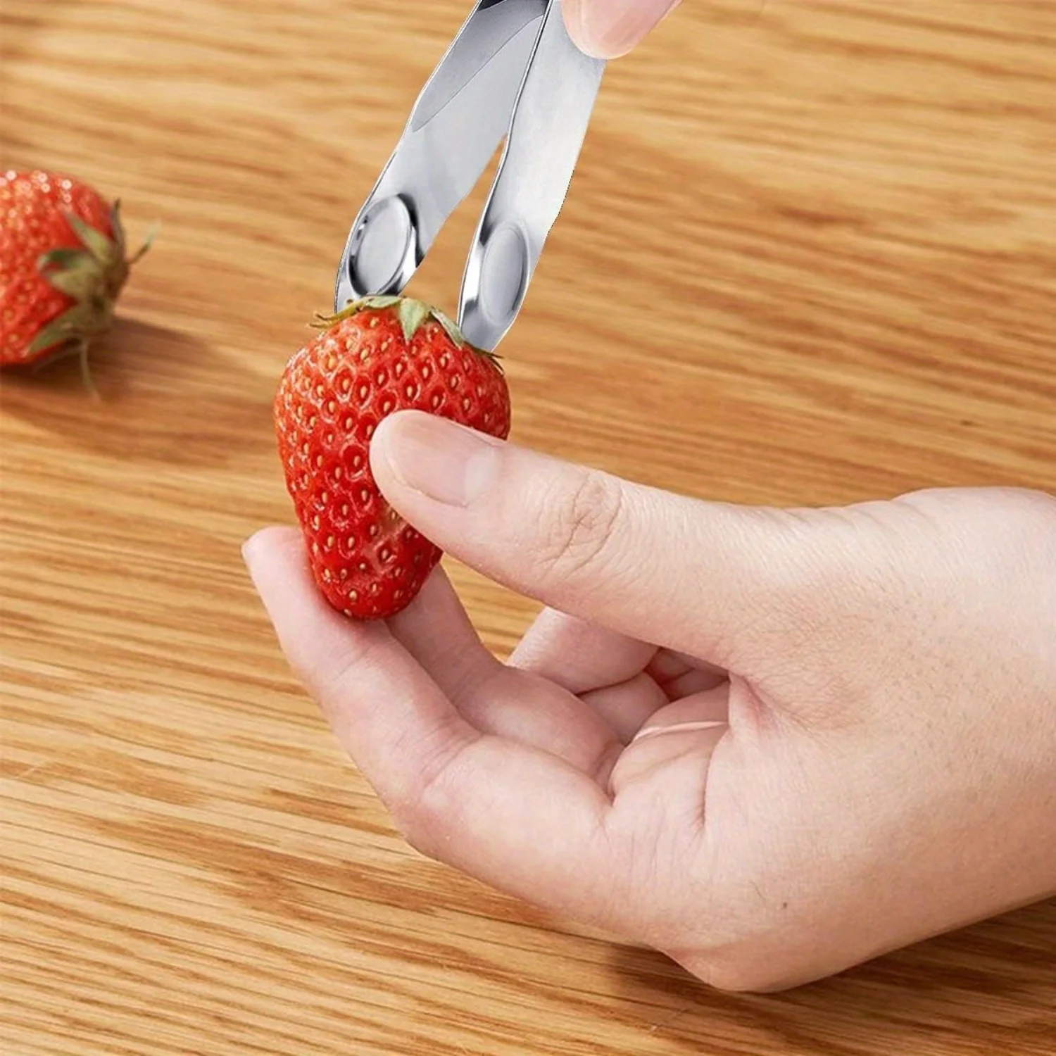 4-Piece Stainless Steel Strawberry Huller & Fruit Stem Remover - Easy Grip for Quick Prep of Strawberries, Cherries, Tomatoes - 