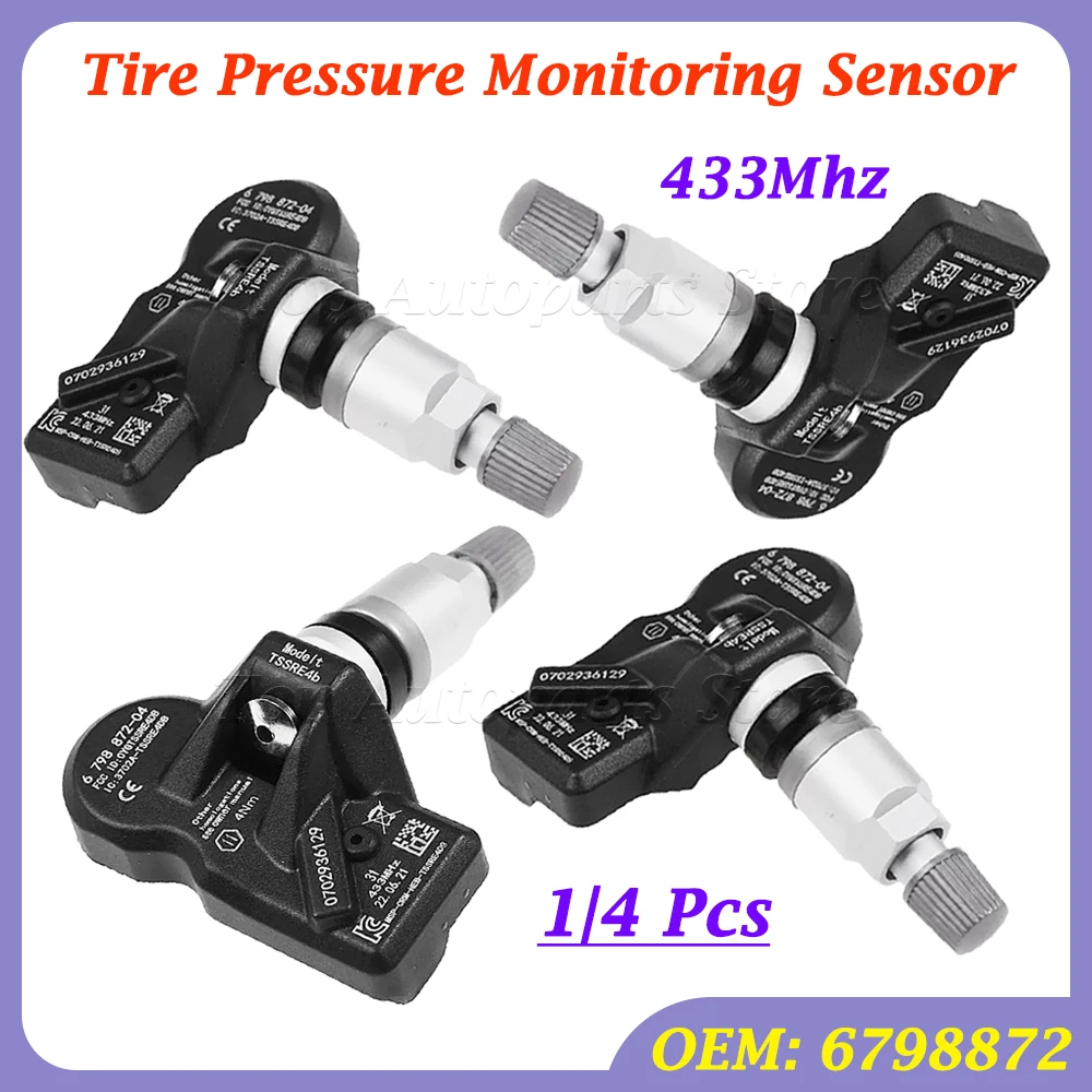 6798872 For BMW 5 F10 6 F12 7 X3 F25 7 Z4 E89 MINI Roadster R59 Rools Royce Ghost TPMS Tire Pressure Monitoring Sensor 433Mhz