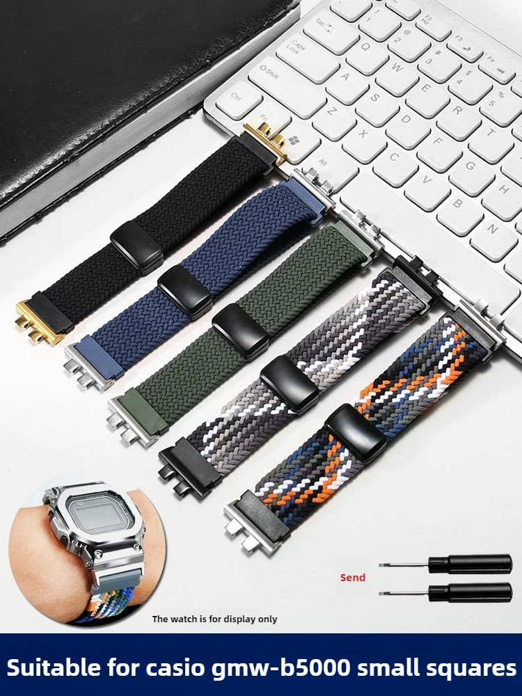 Woven Watch Strap Suitable for Casio 35th Anniversary G-SHOCK Modified GMW-B5000 Elastic Nylon Watch Strap