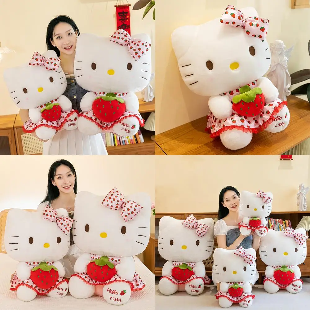 

Kawaii клубника Hello Kitty плюшевая игрушка мягкая кукла подушка милая кукла Hello Kitty для детей подарок на день рождения