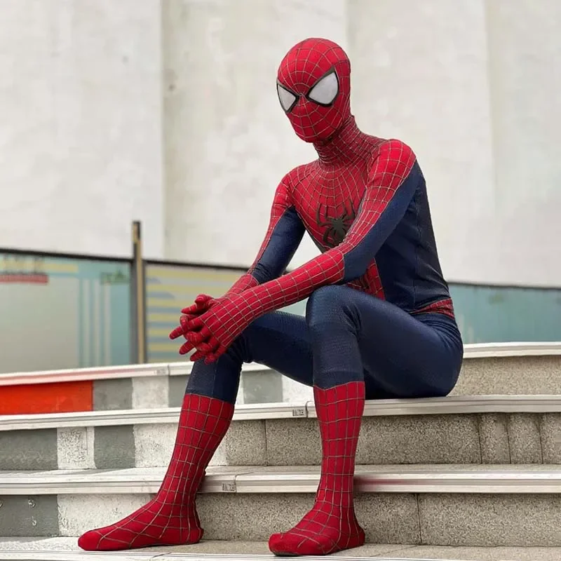 スパイダーマンセットマイルモラレスゲームコスプレ衣装黒赤ライミ共生スーパーヒーロージャンプスーツハロウィンパーティー男性女性大人