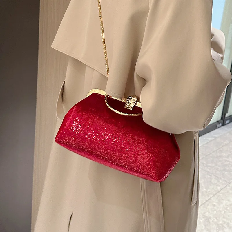 Luxury Banquet Bag 2023 New Women Evening Bags Wedding Banquet Clutch Purse Solid Color Party Dinner Wallets Advanced Red