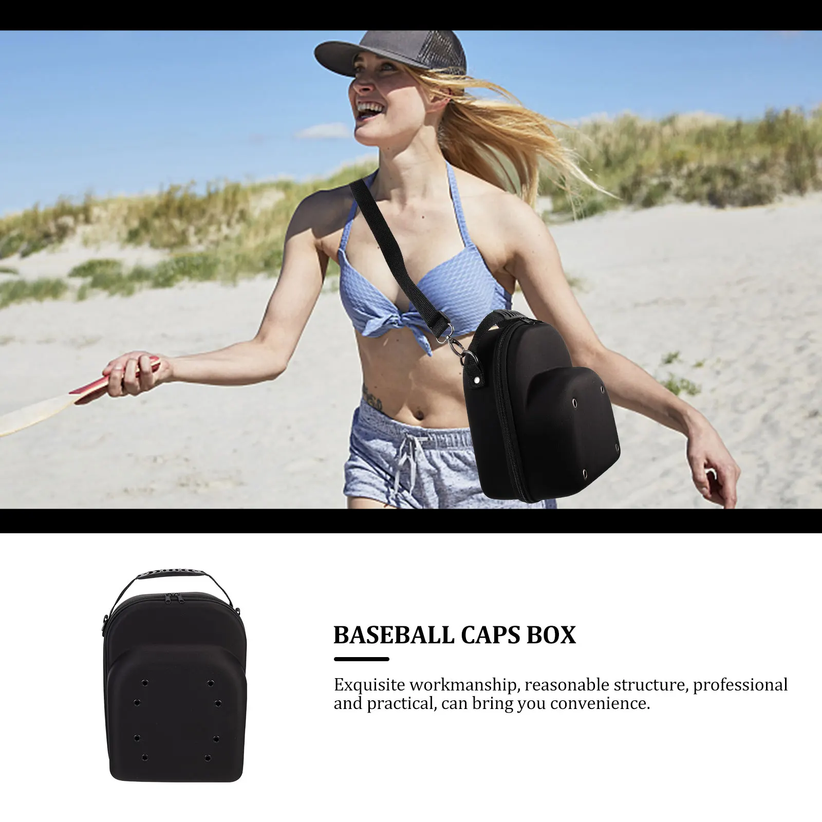 

Travel Hat Case Hard Eva Caps Case Air Holes Breathable Design for Baseball Hats Dustproof Black Hat Protective Box