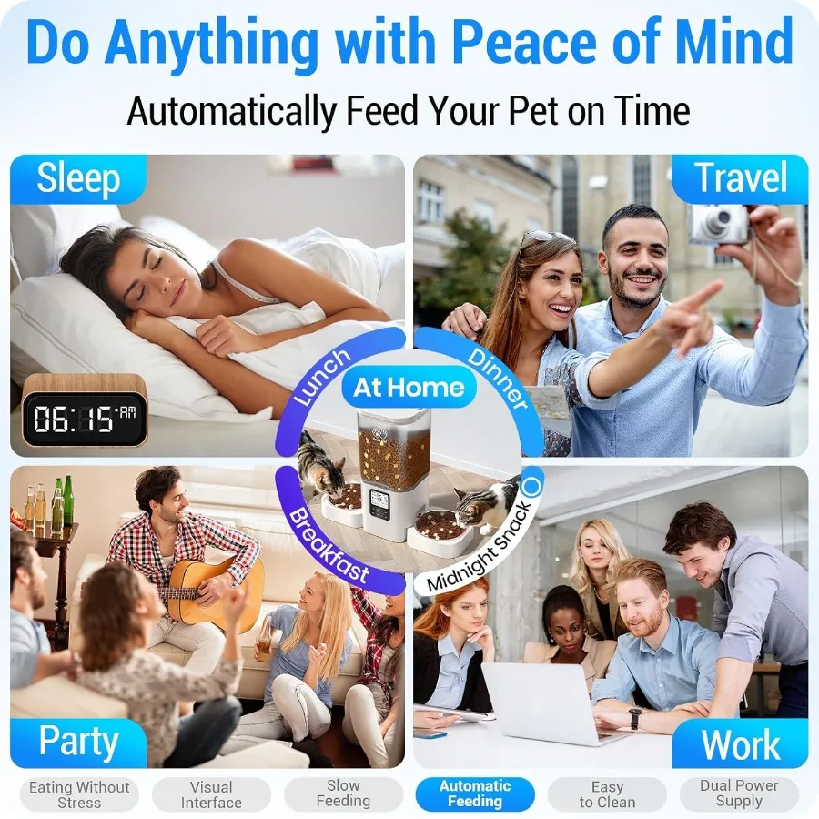 وحدة تغذية أوتوماتيكية للقطط لقططين مع وظيفة التغذية البطيئة: موزع أغذية الحيوانات الأليفة المزدوج القابل للبرمجة مع معلومات Visua #5