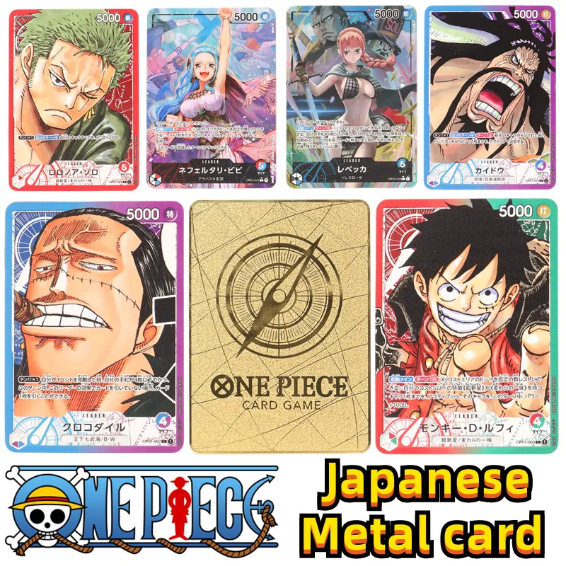 Japanese Version One Piece Metal Card OPCG Collection Big Head Luffy Anime Character Carte for Children Gift Toys