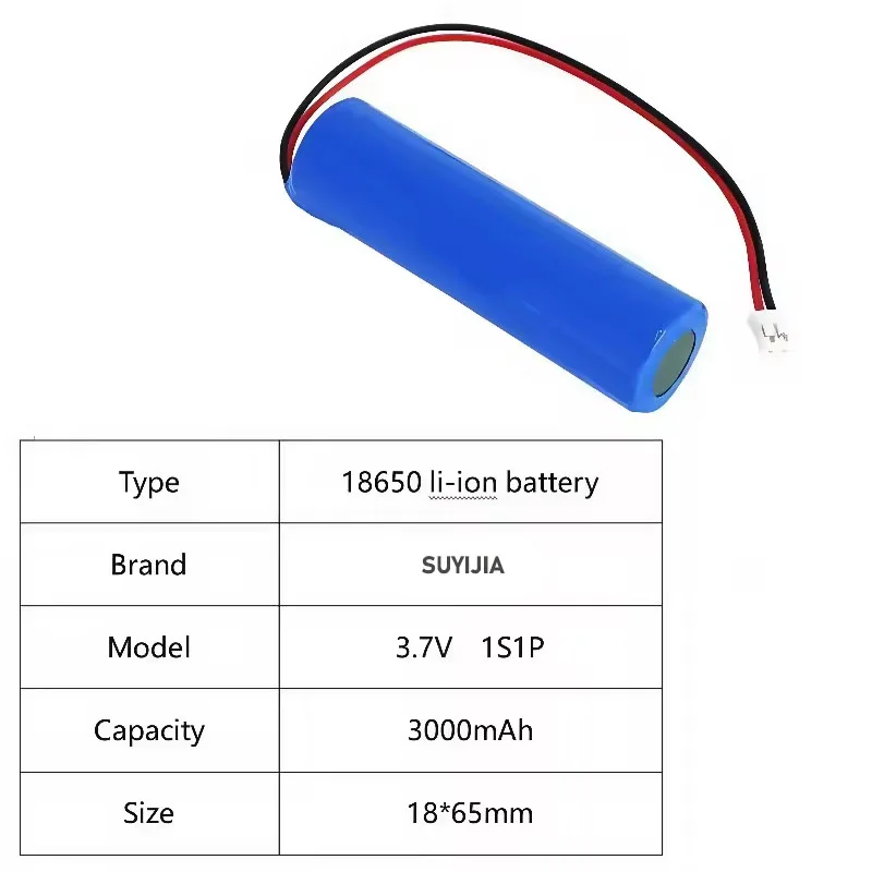 2025 جديد سمّاعات بلوتوث بطارية الطوارئ 3.7 فولت 3AH 18650 1S1P LED ليثيوم أيون قابلة للشحن لتقوم بها بنفسك كابل Enjacket XH2.54 #1