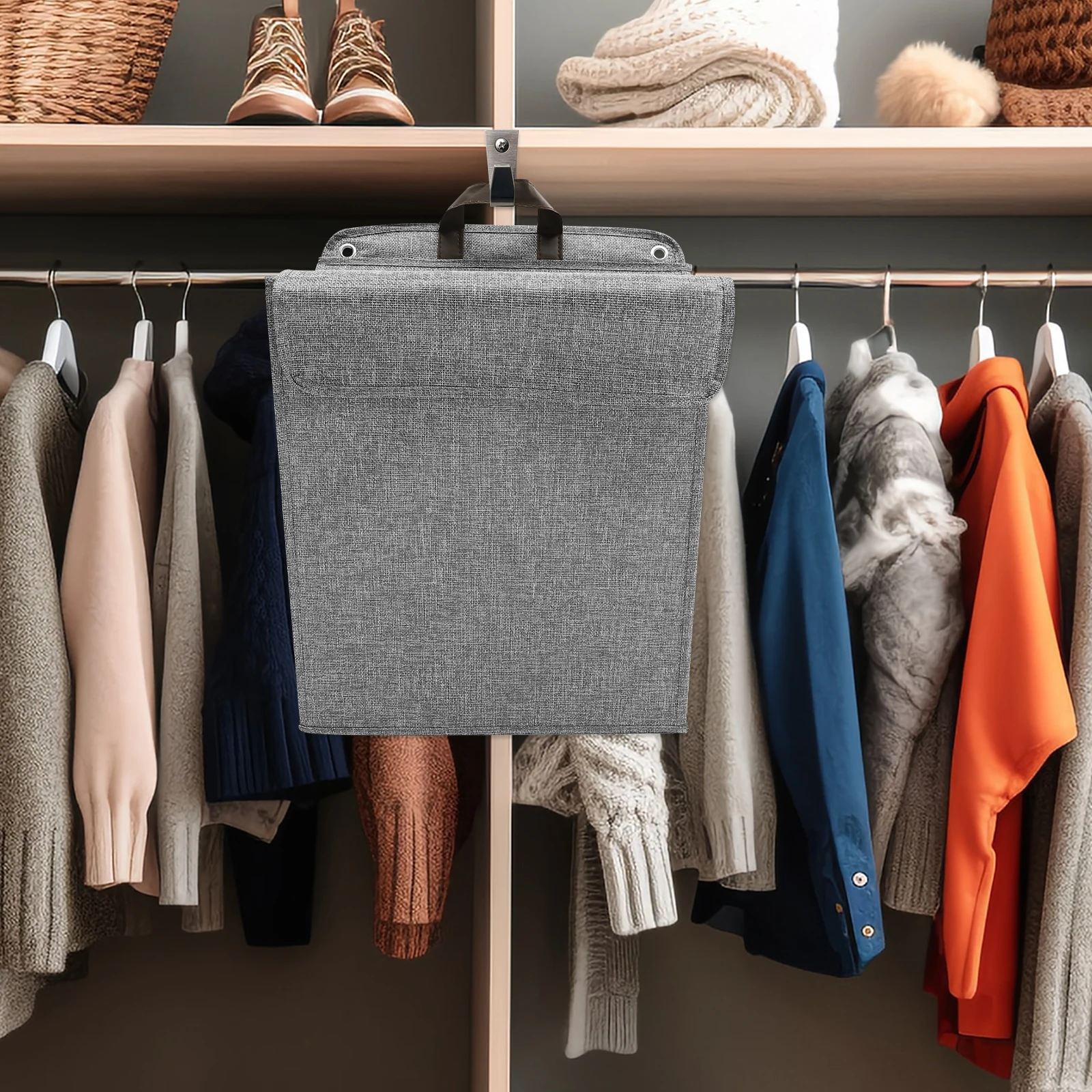 

Fabric Dust-proof Dirty Clothing Basket Laundry Foldable Pop up Hamper with Lid