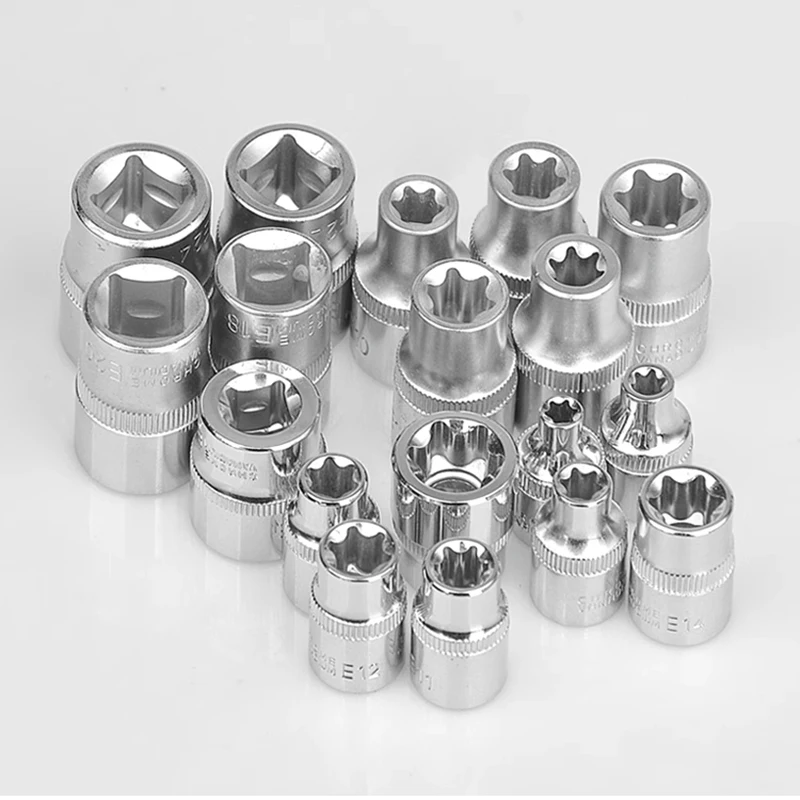 1/4' 3/8' 1/2' Drive Torx Star Socket Set Femal E Type Socket Wrench Head E8 E10 E11 E12 E14 E16 E18 E24 Auto Hand Wrench Tools