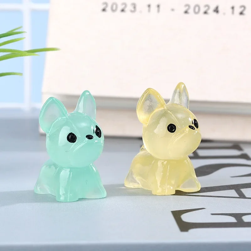 50PCS Luminous  Mini French Bulldogs Home Decor Miniature Bulldog Fairy Garden Decoration Dog Figurine The Dollhouse Accessories