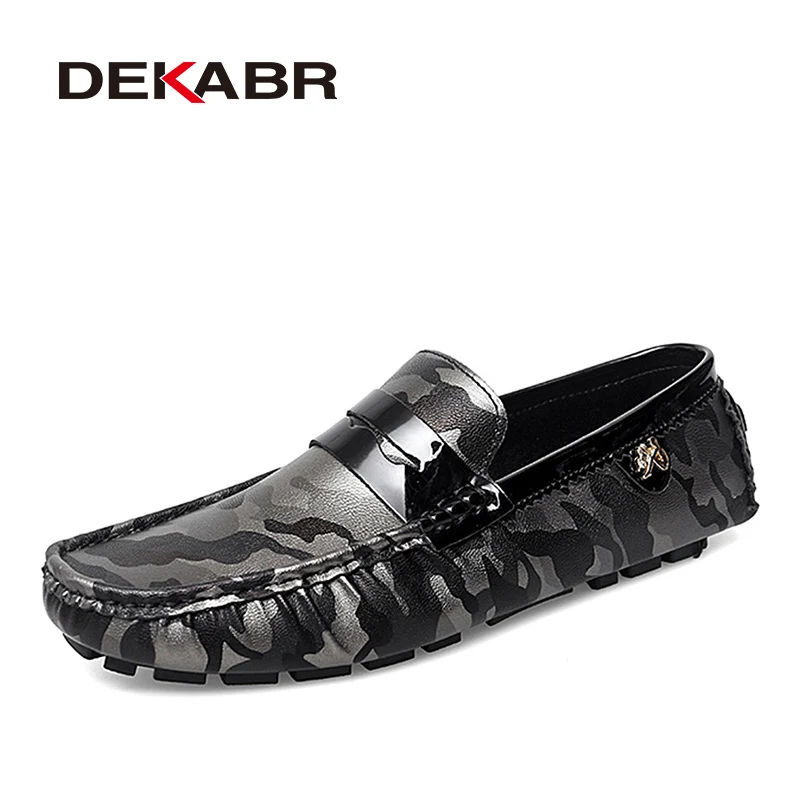

DEKABR Men Camouflage Leather Loafers Casual Slip On Shoes Comfortable Lightweight Daily Wear Driving Shoes Fashion Footwear