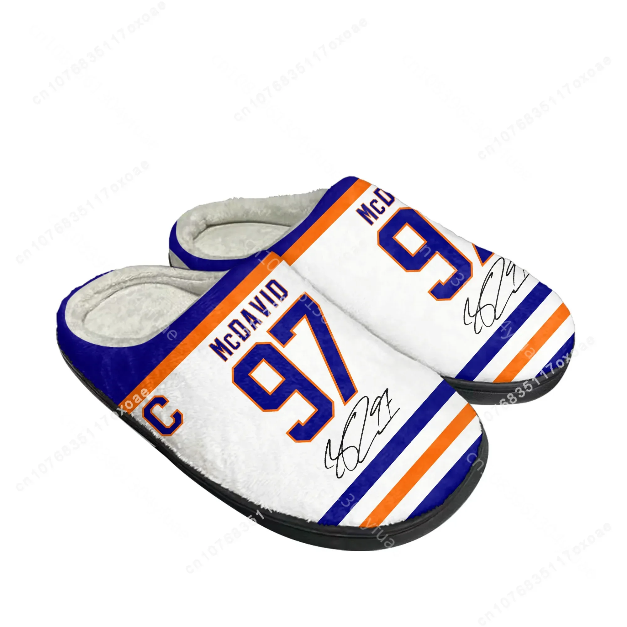 Connor McDavid Eishockey Nr. 97 Home Baumwolle Hausschuhe Herren Damen Plüsch Schlafzimmer Warm halten Schuhe Thermo-Slipper Individueller Schuh