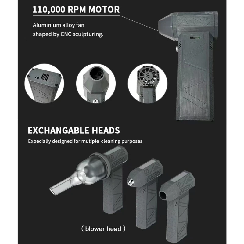 Jet Blower 130000RPM Cordless Jet Dry Blower Adjustabled Speed Turbos Jet Fan Air Blower Dusters for Car QXNF