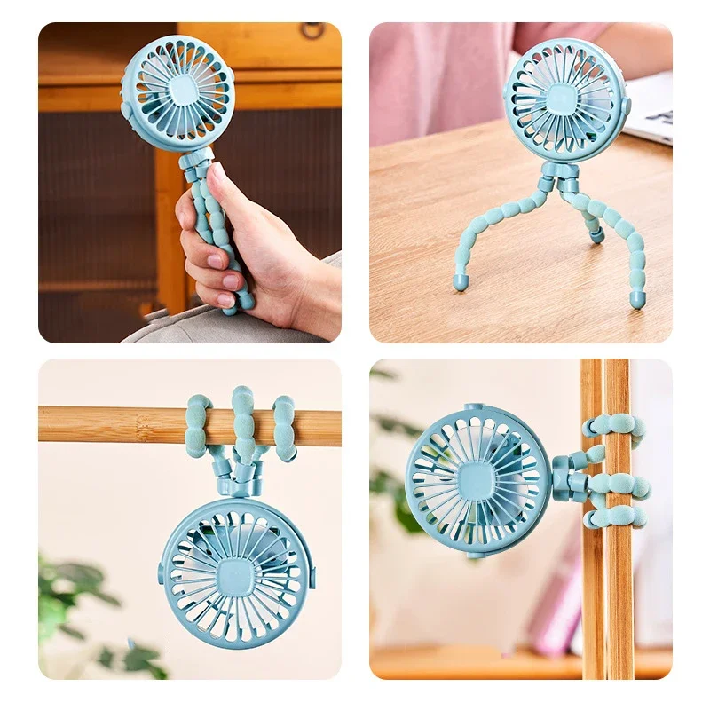 Portable Rechargeable USB Mini Handheld Table Desk Clip Fan Baby Fan