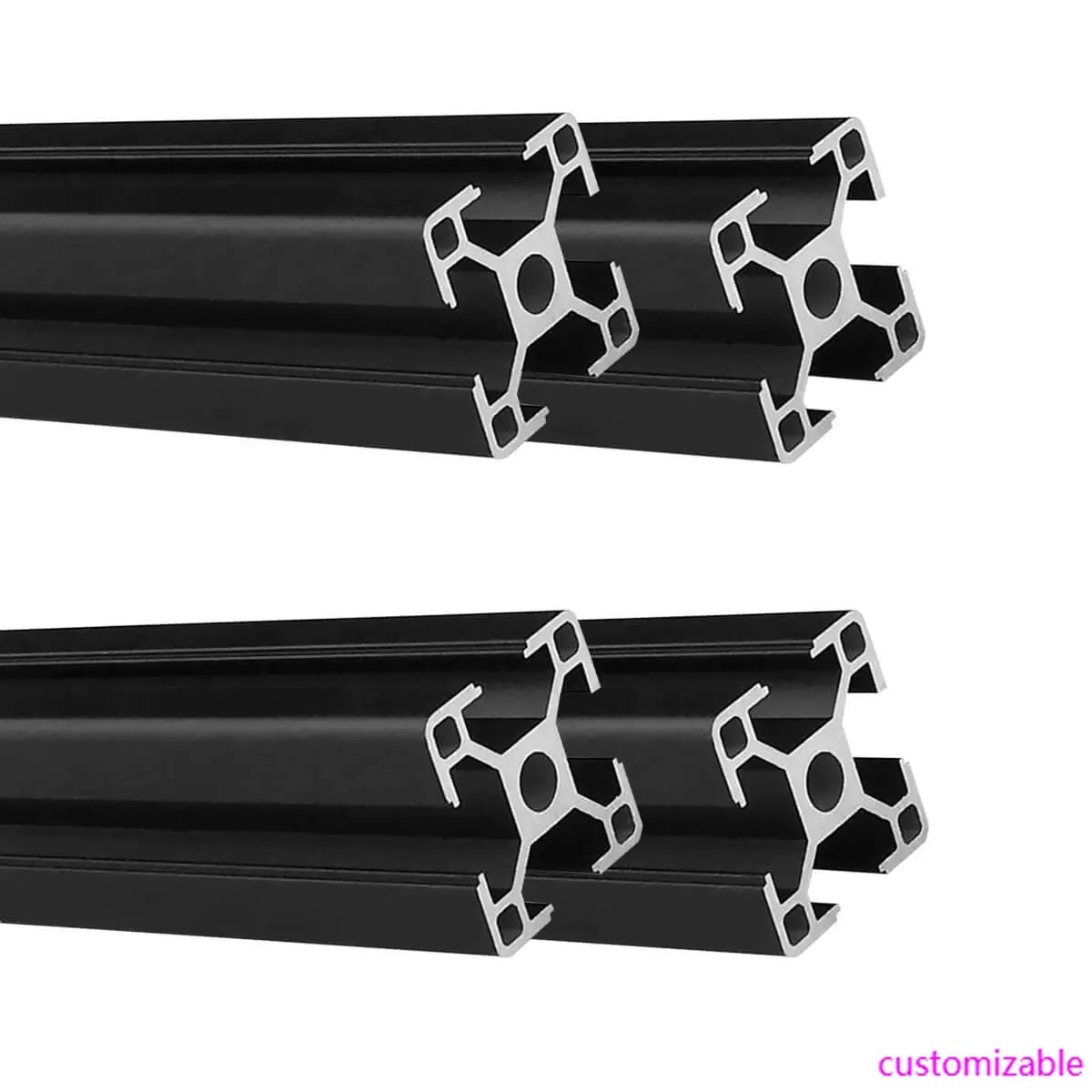 

Алюминиевая экструзия с Т-образным пазом 3030 для деталей 3D-принтера и ЧПУ DIY, черный, 2000 мм X 4