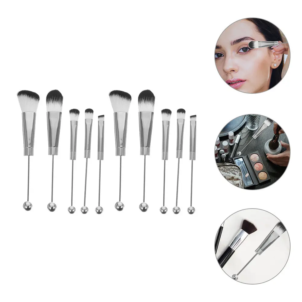 

2 set Makeup Brush Set Small Lightweight For Women Fine Bristles Metal Handle Blush Powder Eyeshadow Concealer Loose Brush Face