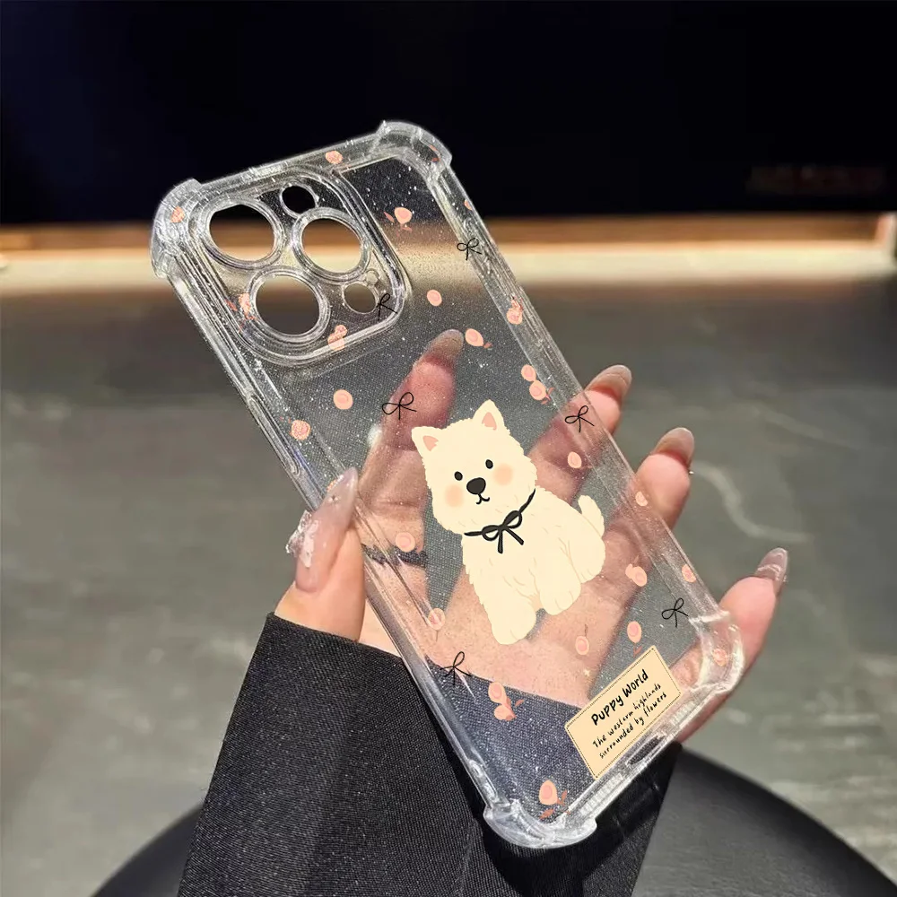 Cute Gog TPU Glitter Phone Case For iPhone 16 Pro Max 17 Pro Max 16 15 14 13 12 Air 11 Case Cover Silicone Shockproof Transprent view 6