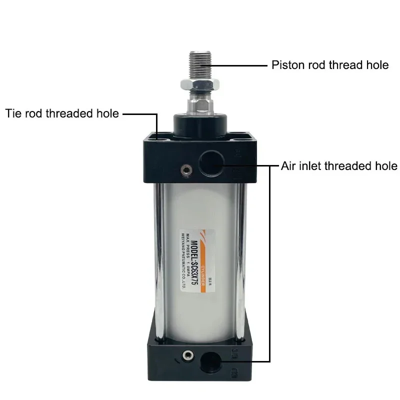 SC Pneumati Cylinders SC32/40/50/63/80/125mm Bore Double Action 600/700/800/900/1000mm Stroke Big Thrust Air Cylinder