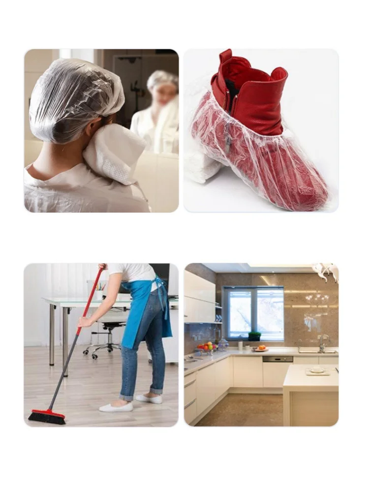 300/100/Packung – Robuste, elastische, hochwertige Einweg-Duschhauben – Transparente Einweg-Kopfhauben aus Kunststoff für Reisen, Friseursalons, Haarfärbungen und Haarschnitte, geeignet für die Haarpflege, zum Schwimmen und Baden – Innensohlenabdeckungen, sauber und hygienisch, langlebiges und hygienisches Design, sichere Passform, einfach anzuziehen und auszuziehen, schützt das Haar. | Stabile, rutschfeste Kopfbedeckung | Einweg-Toilettenartikel – Detail 6