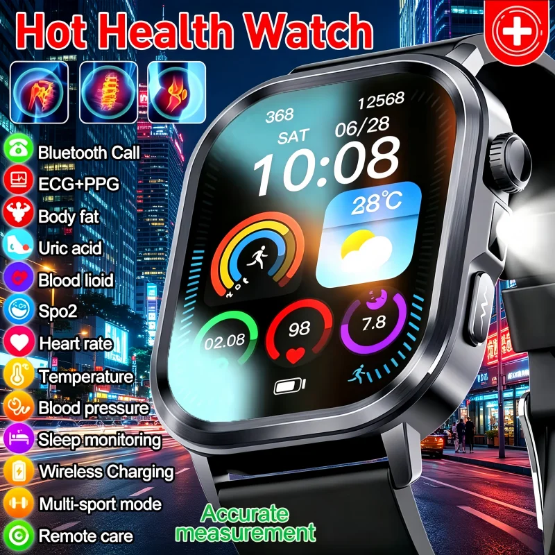 Nursing Grade New ECG+PPG Healthy Diagnose Smart Watch Men Body Analysis Blood Pressure Lipid Uric Acid NFC Health Tracker Watc