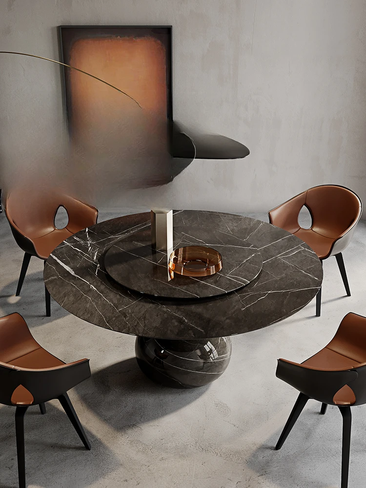 Italian minimalist marble round dining table Nordic light luxury villa creative designer dining table custom Rochburg