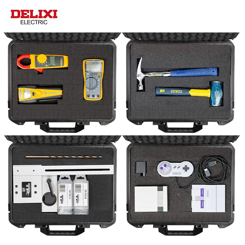DELIXI ELECTRIC 16-inch Portable Toolbox with 17.7-inch Tool Bag 2-piece Set, with Shock-absorbing Sponge