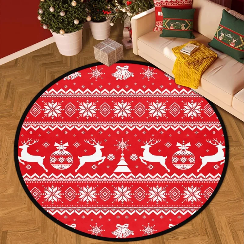 Round Christmas tree and dean carpet, bedroom, living room, play, non slip floor mat, home decoration, 75X75cm