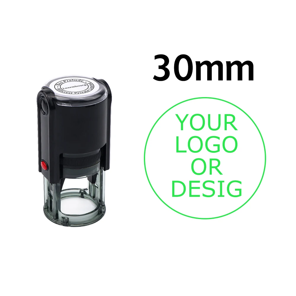 Benutzerdefinierter selbstfärbender Stempel 25/30/40/50 mm rundes Logo-Design P personalisierter Presstyp-Tintenstempel für Hochzeitseinladungsumschläge