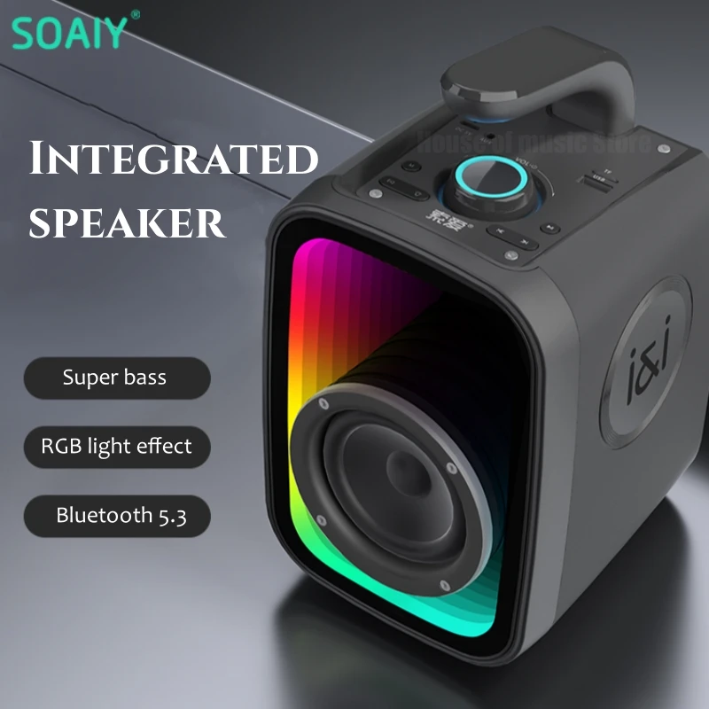 

SOAIY Hi-fi Sound Quality Bluetooth Speakers High Power Heavy Bass HD Mirror RGB Lamp Effect Stereo Subwoofer Family Ktv Suite