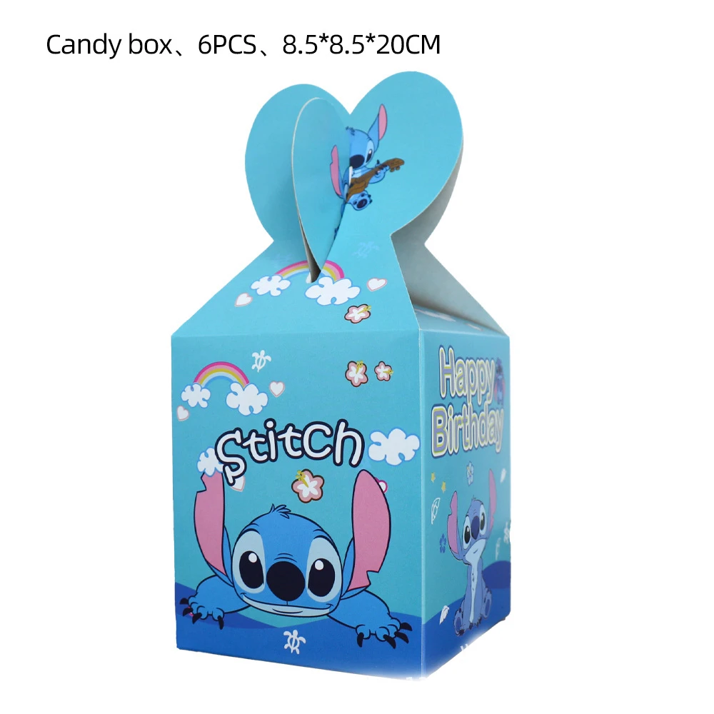 Lilo Stitch Angel Theme 6pcs/lot Boys Girls Favors Candy Surprise Cookie Boxes Happy Birthday Party Decoration Events Supplies