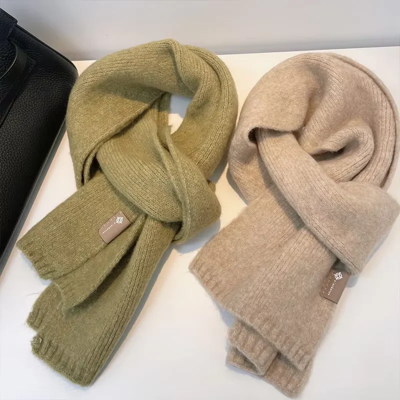 

Winter Wool Scarf Women Luxury Cashmere Scarfs Thicken Knitted Warm Pashmina Scarf for women couple Scarfs Soild 2023 Christmas