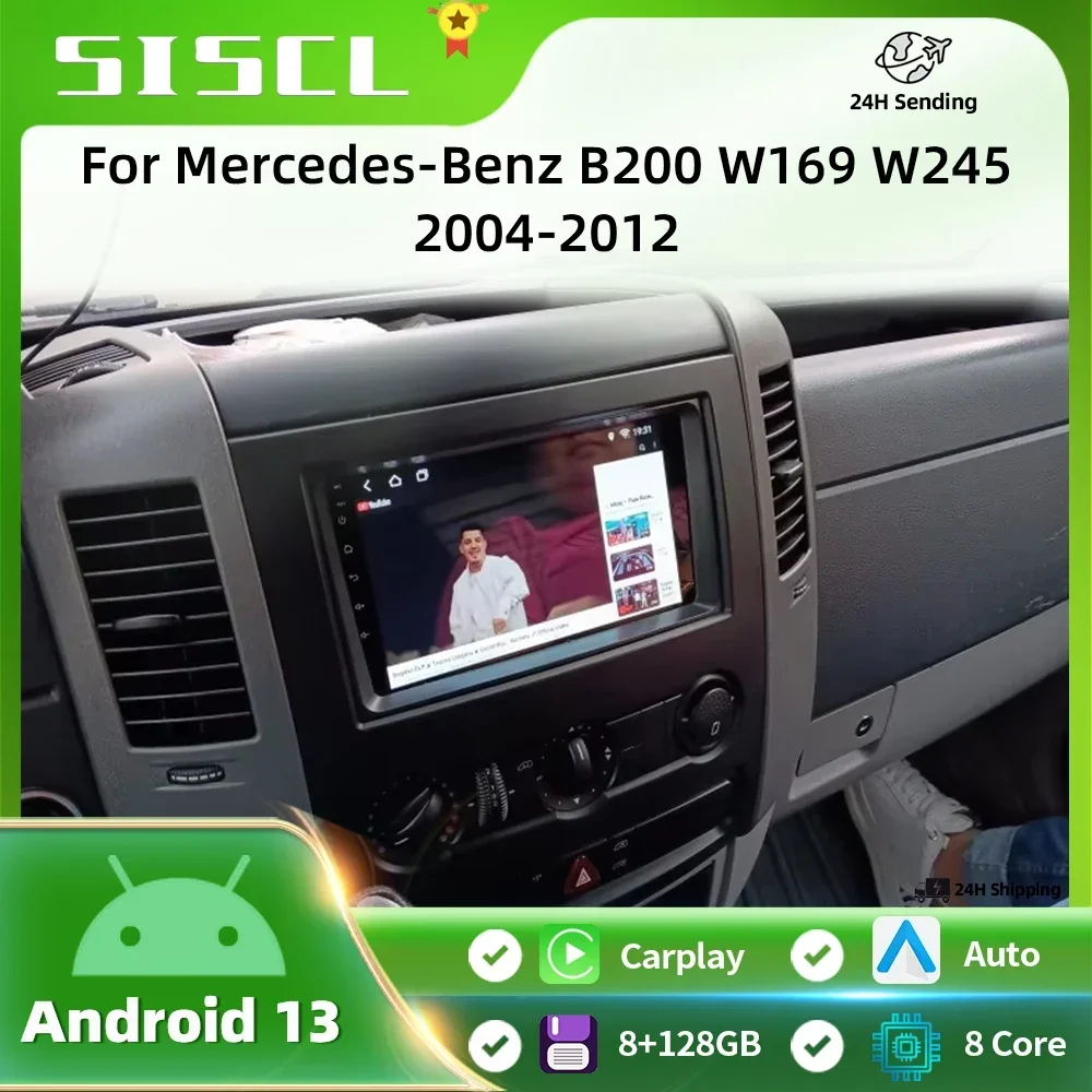 

Автомагнитола Android 16 с 4G+WIFI, Carplay для Mercedes/Benz/W169 W245 W639 W906 Sprinter B160 B170 B200, TPMS, DAB+, OBD2, DVD