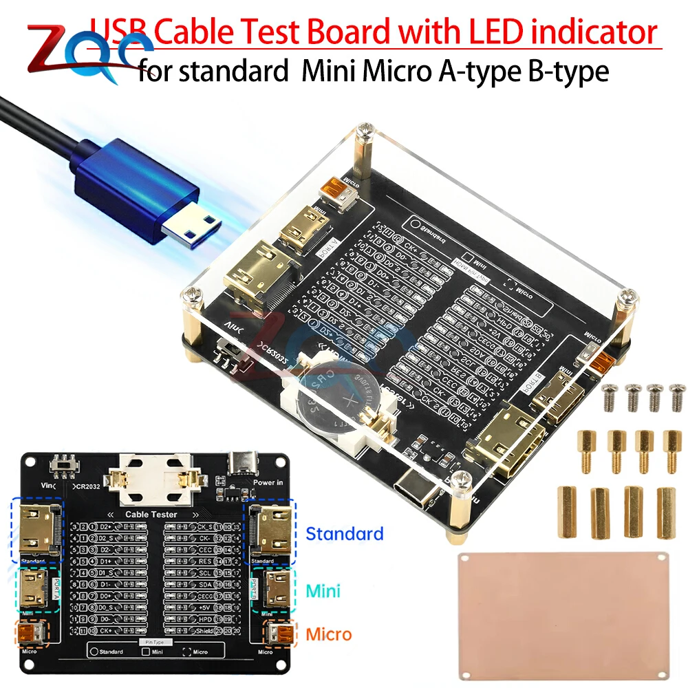 

USB Data Line Detection Board Cable Tester for Standard Micro A-type B-type Short Circuit on-Off Switching Cable Checker Tool