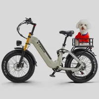 NEW Step-Thru Electric Bike for Adults 30MPH 1000W High-Speed Motor 48V 20AH Cell Battery, 35-80Miles Full Suspension Ebike