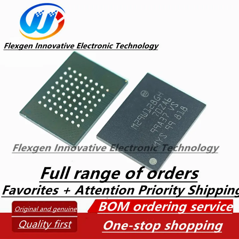 Pacote Flash Chip, M29W128GH70ZA6, BGA-64
