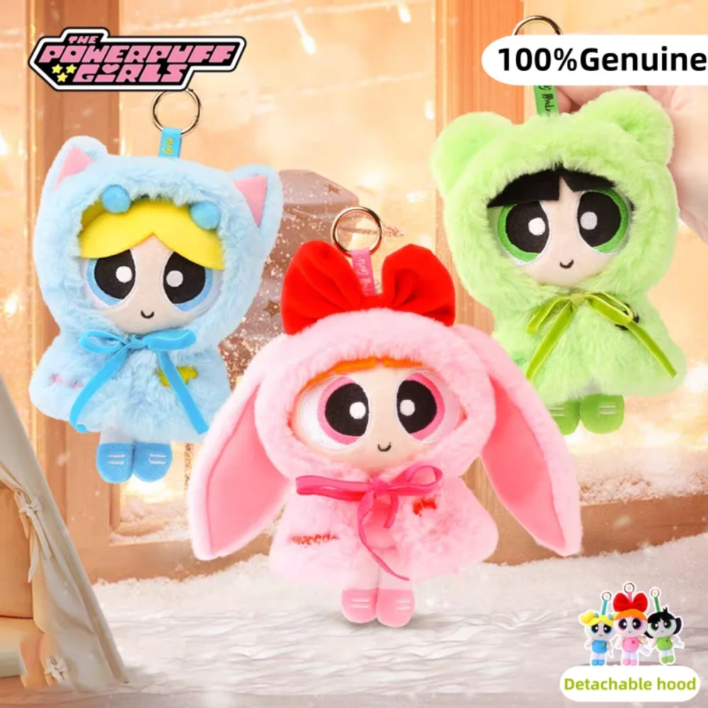 Genuine Powerpuff-Girls Plush Cape Doll Kawayii Blossom Bubbles Buttercup Cartoon Backpack Decorative Dolls Toys Christmas Gifts
