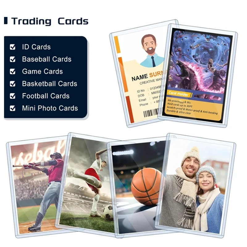 20-100Pcs 35PT Trading Card Holder Top Loading Clear Protective Hard Plastic Card Sleeves Holder For Baseball Card Sports Cards