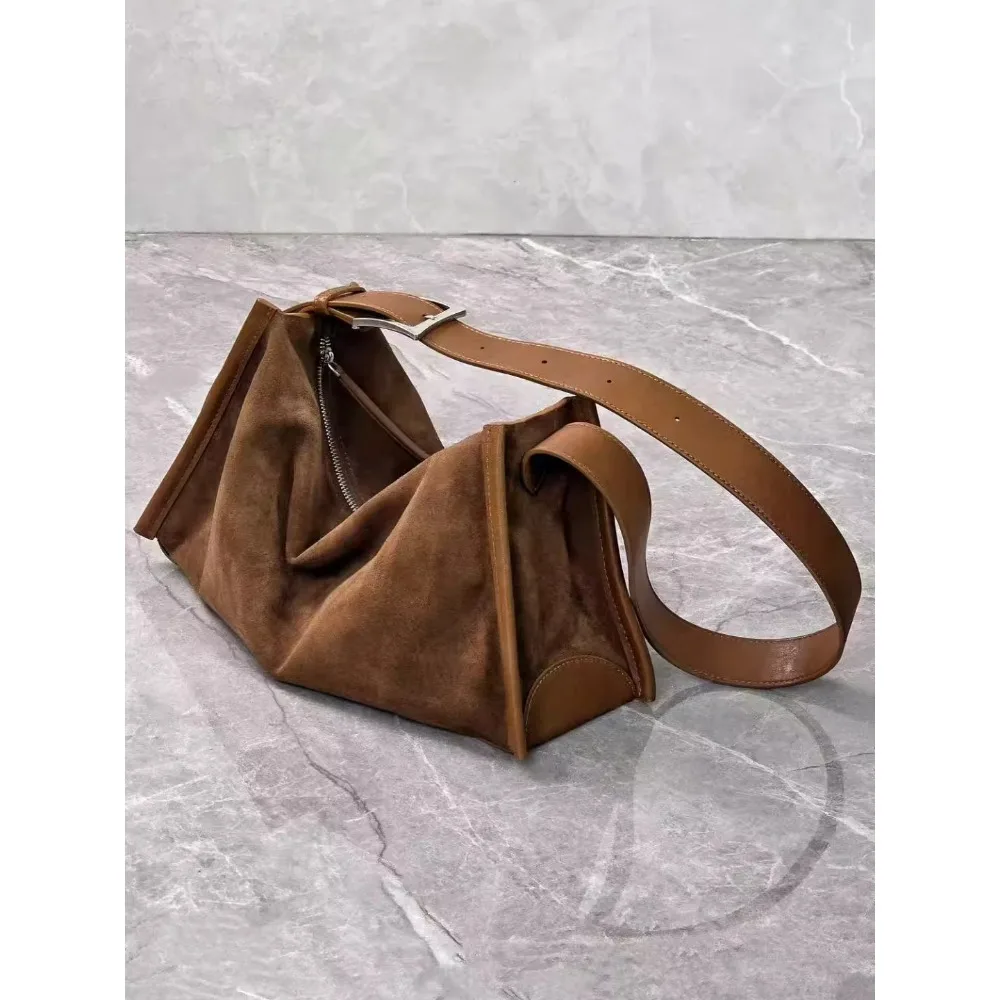 

2025 Autumn First Layer Matte Cowhide Tote Bag Hobo Underarm Bowling Pillow Bag Shoulder Messenger Bag Women's Casual Versatile