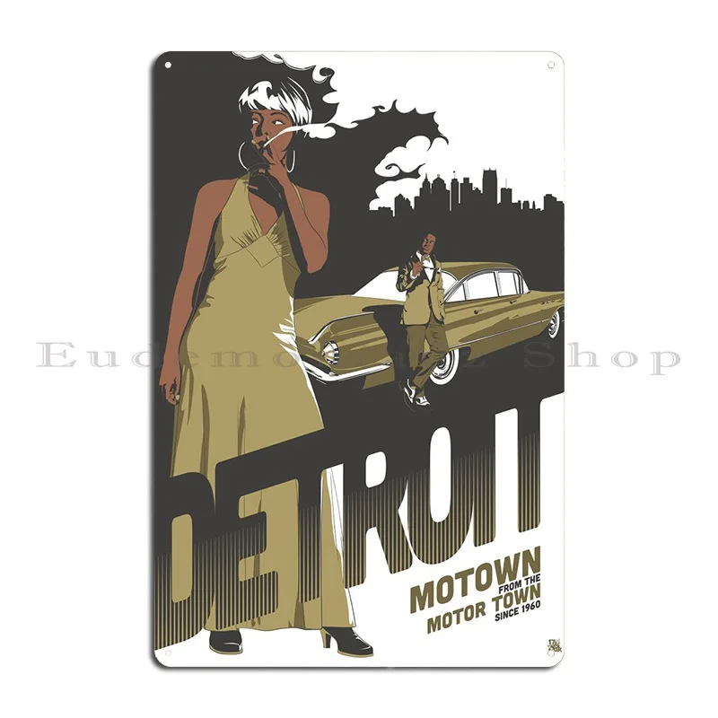 Motown From Detroit Metal Plaque Poster Personalized Club Wall Decor Wall Decor Designing Tin Sign Poster