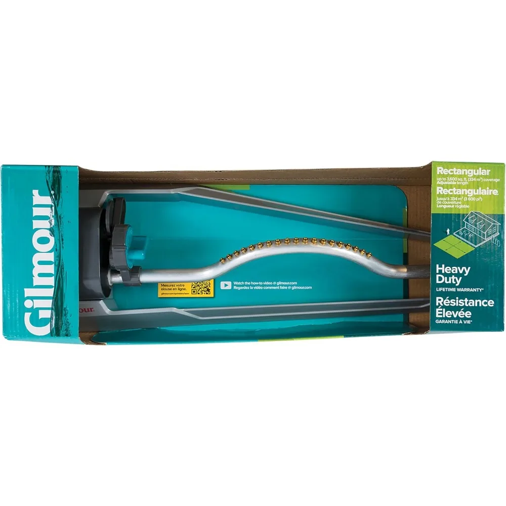 3600 Quadratfuß verstellbarer rechteckiger Rasensprinkler, oszillierender Wassersprinkler für die Abdeckung großer Flächen, Schlauchsprinkler für Rasen