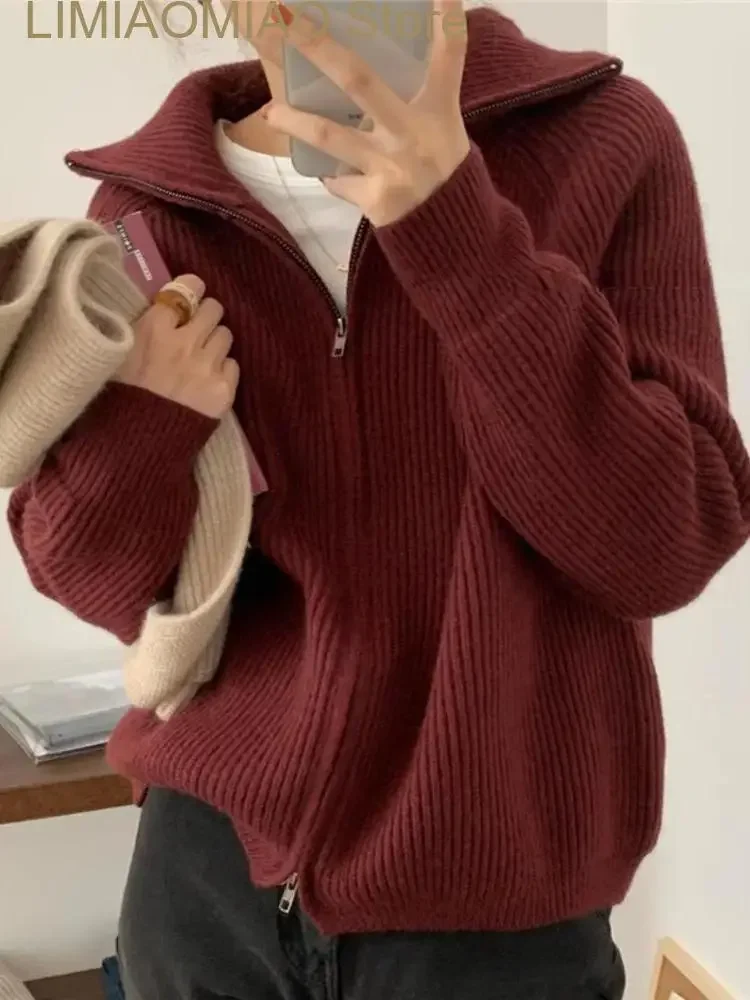 

New Fashion Women Sweaters Autumn Winter Solid Lapel Cardigan Women Knitted Top Short Sweater Coat Women Clothing Knitwears