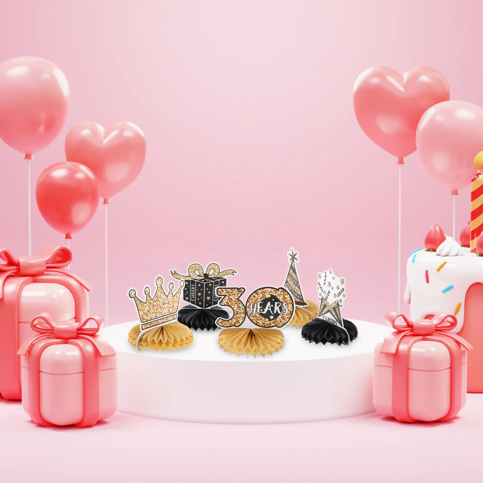 

8 Pcs Honeycomb Ball Birthday Decorations Colorful Party Centerpieces Table Sign Cake cheerful atmosphere unique design