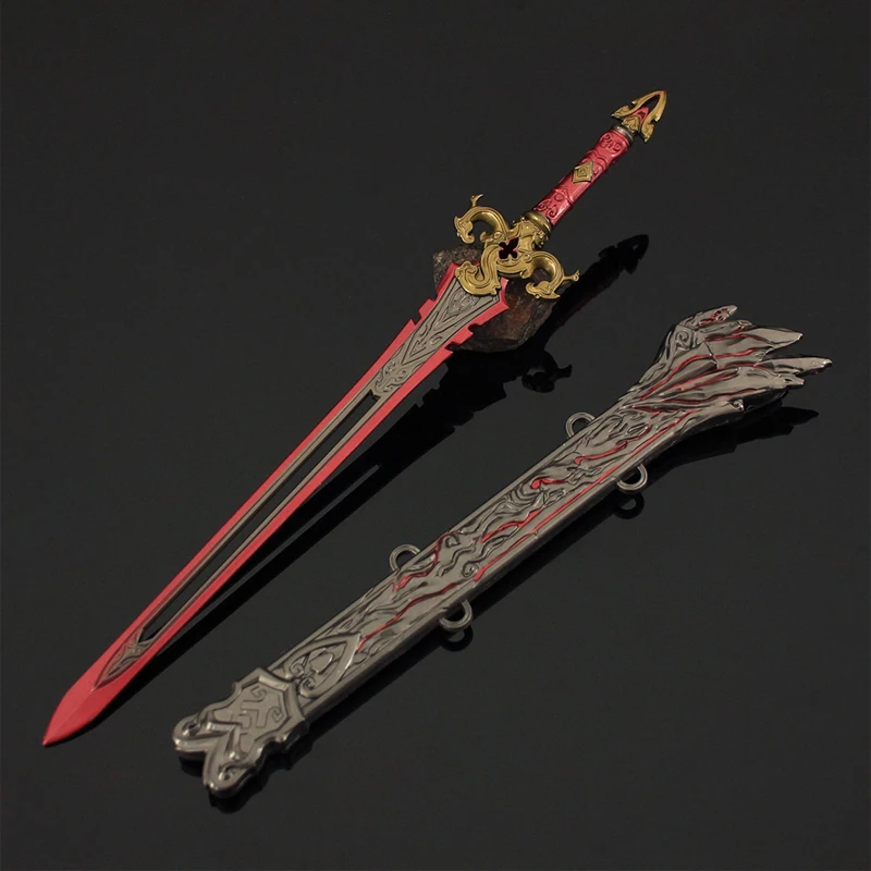 30 cm Naraka: Bladepoint-Waffe, roter Himmel, Schwertspiel, Metallmodellsammlung, Schreibtischdekoration, Display, Weihnachtsgeschenke, Spielzeug für Kinder