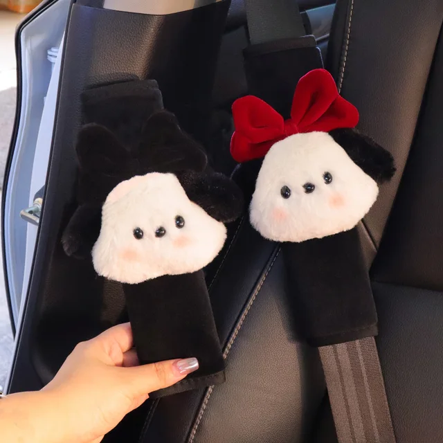 New Cute Cartoon Bow Dog Car Seatbelt Cover Safety Belt Harness Cushion Auto Shoulder Strap Protector Pad dla dzieci Ladies