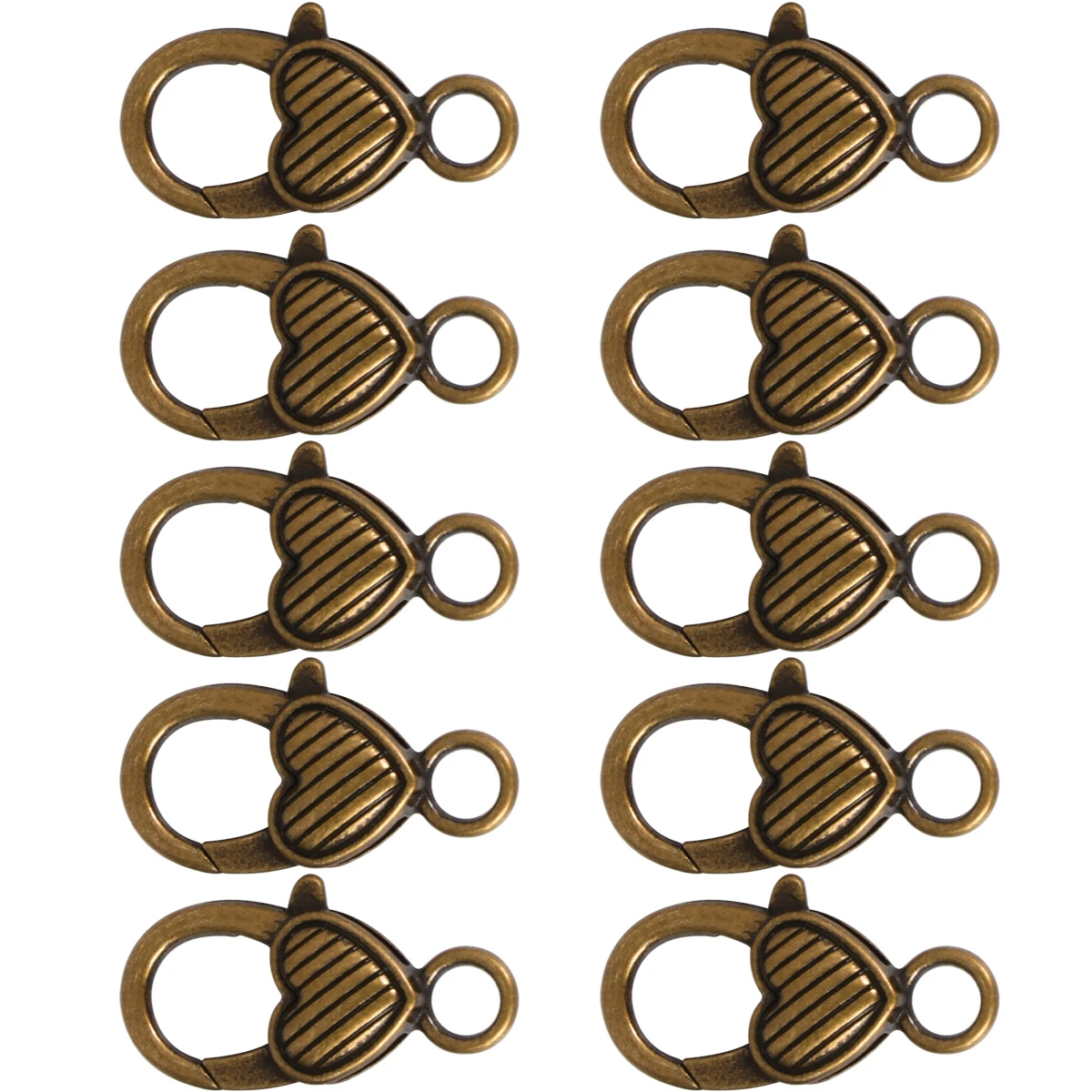 

10pcs Heart Shaped Lobster Clasp Alloy Jewelry Making Supplies Vintage Color Suitable for Bags Straps Necklaces Bracelets DIY