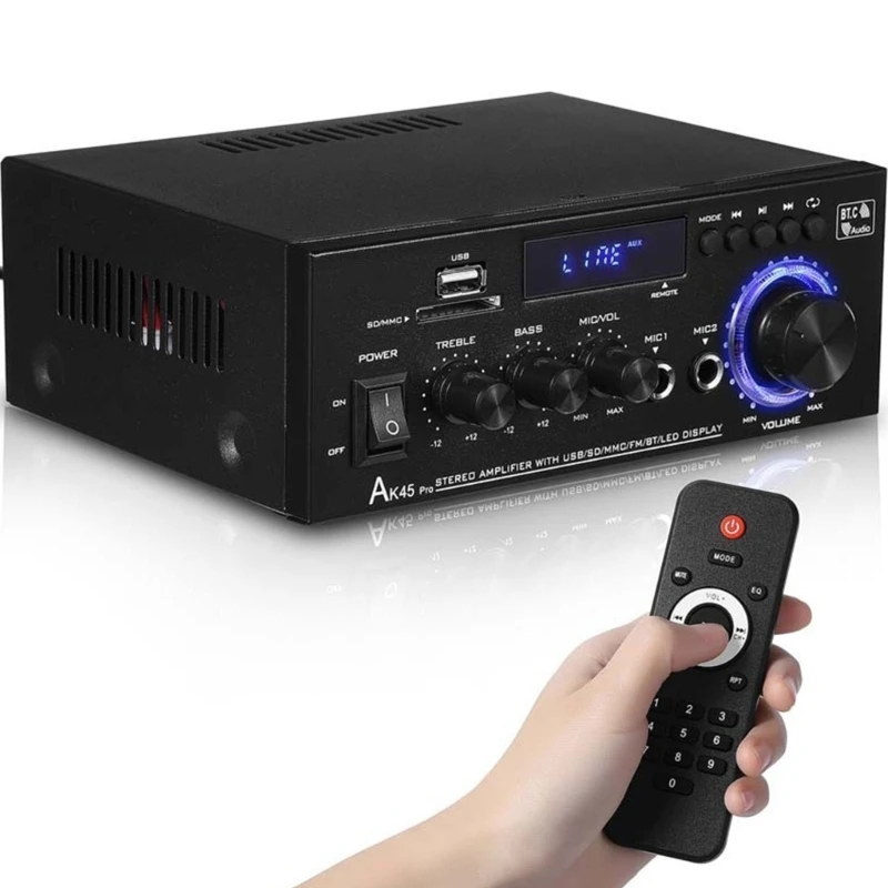 Highly Power 50W+50W Bluetooth-compatible Home Stereo Amplifier, 2Channel Stereo System for Theater,Karaoke USB Input