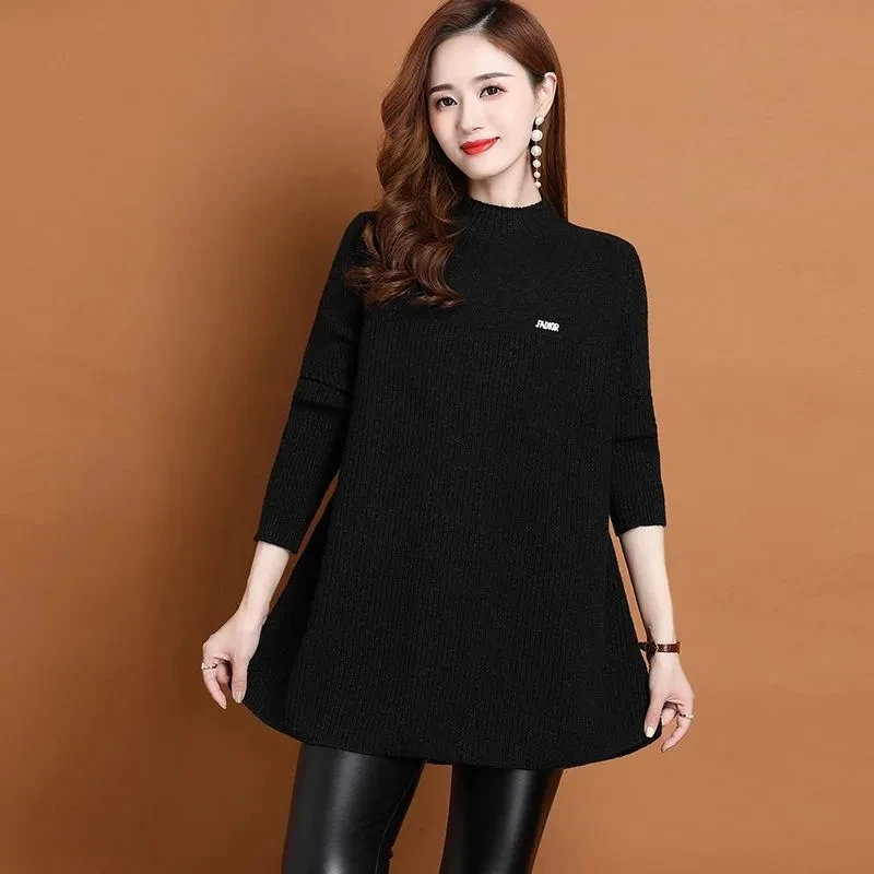 Dames Warme Trui Trui Shirt Voor De Lente Herfst 2023 Nieuwe Casual O-hals Patchwork Breien Koreaanse Slanke Onderkant Top Oversized