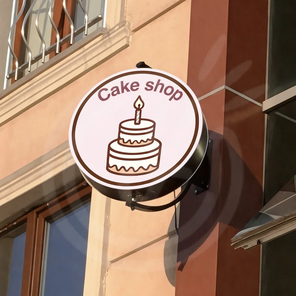 맞춤형 360도 회전 라이트 박스 아크릴 LED 매장 전면용 양면 원형 박스 야외 방수 걸이 간판