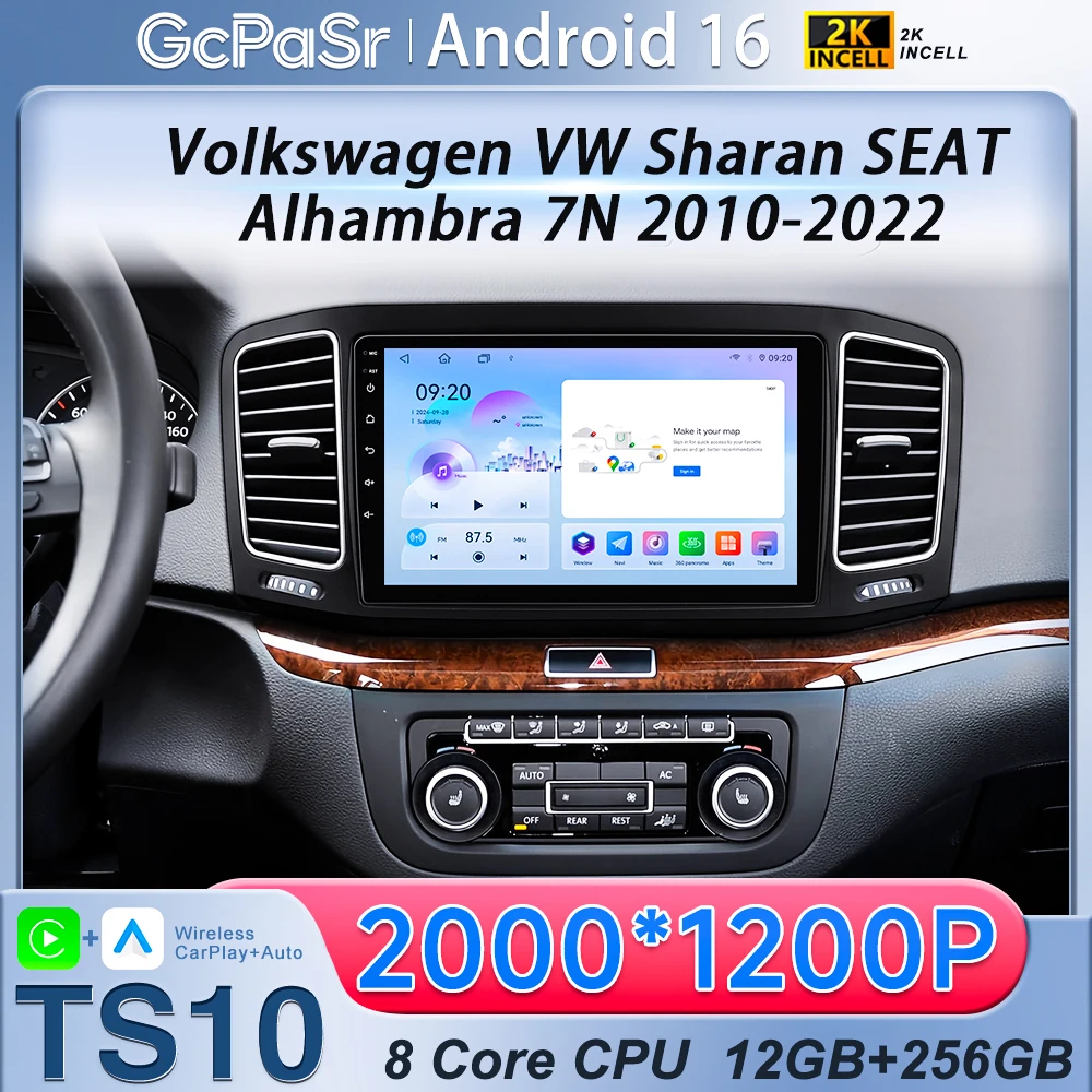 

Car Radio For Volkswagen VW Sharan SEAT Alhambra 7N 2010-2022 Unit Carplay Navigation Video Screen Auto Stereo Wifi No 2din GPS
