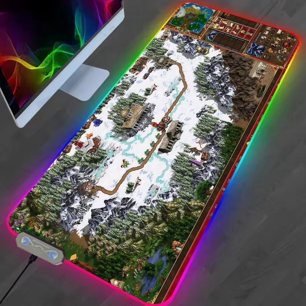 Mouse Pad Office Heroes Magic PC Home RGB LED Light Might Non-Slip Desk-Mat USB Large of Game Rubber Base III and Waterproof