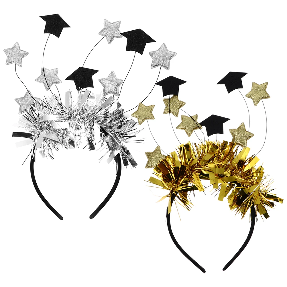 

2pcs Graduation Iron Grad Hairband Wire Lightweight Comfortable Graduation Headband Photo Props Festival Accessories